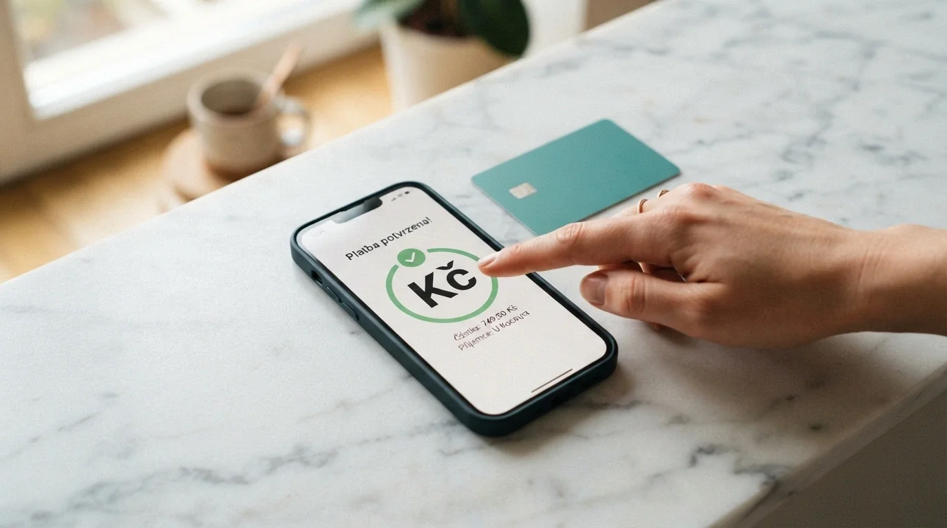 Mobilní telefon s otevřenou aplikací Google Pay a vedle něj ikony dalších platebních metod — karta, Skrill, Apple Pay