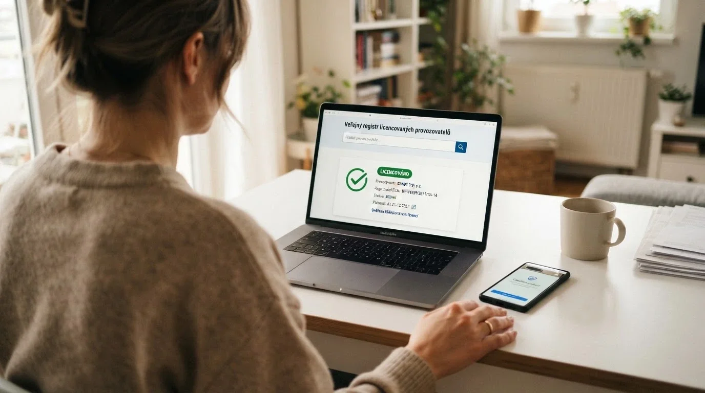 Úřední listina Ministerstva financí ČR a logo licencovaného online casina vedle sebe