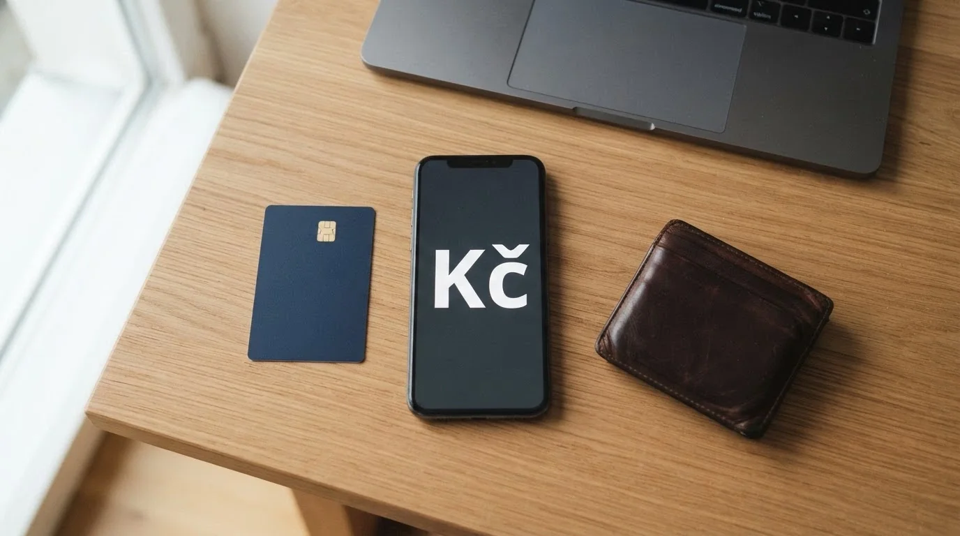 Platební karta, mobilní telefon a peněženka na stole vedle notebooku s logem online casina