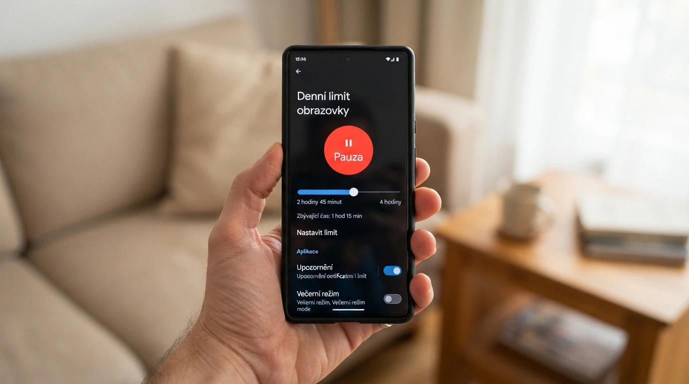 Rozhraní s tlačítkem panic button a nabídkou nastavení herních limitů
