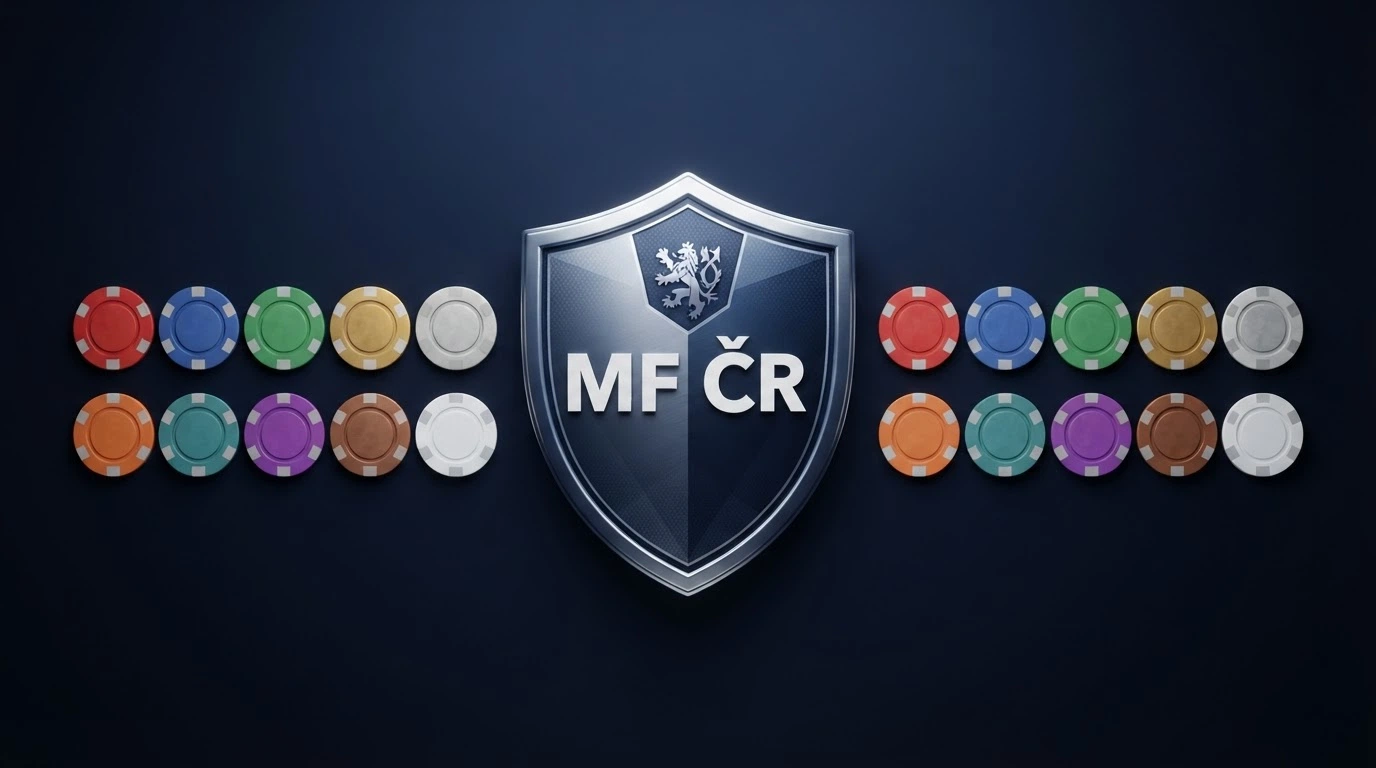 Logo MF ČR vedle log deseti českých licencovaných casin v přehledné mřížce
