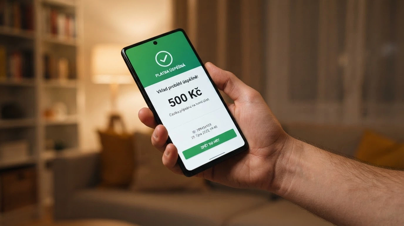 Mobilní telefon s obrazovkou platební brány pro vklad do casina