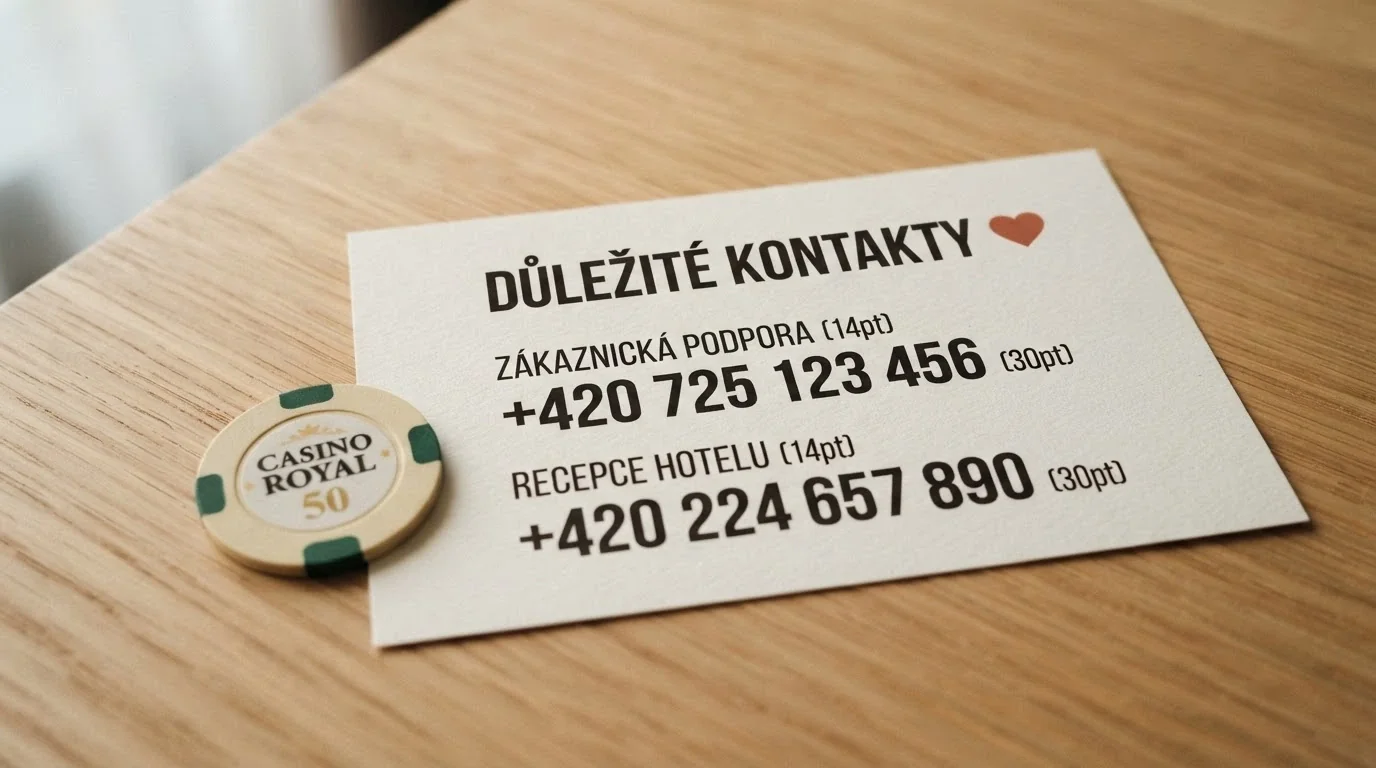 Informační leták s kontakty na linky pomoci pro hráče hazardních her — telefonní čísla a loga organizací